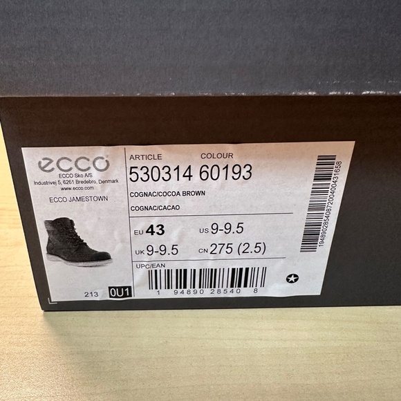 NIB! ECCO Men's Jamestown High-Cut Cognac Cocoa Brown Boot Size EU43/US9-9.5 - Picture 15 of 15